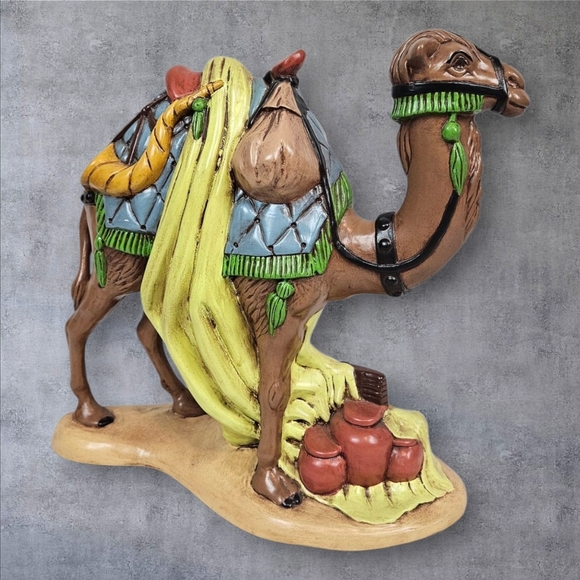 Vintage 70s Atlantic Mold‎ Detailed Hand Painted Camel Nativity Scene 11 Inch - Picture 1 of 9